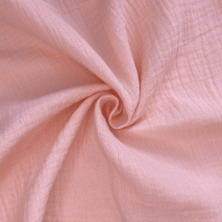 Ткань Муслин Жатый, цвет Нежно-Розовый (на отрез)  в Липецке