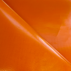 Ткань ПВХ 450 гр/м2, Оранжевый (Ширина 160см), на отрез  в Липецке