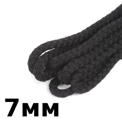 Шнур с сердечником 7мм,  Чёрный (плетено-вязанный, плотный)  в Липецке
